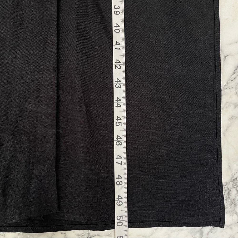 Emerson Fry Desert Midi Dress Black Short Sleeve Full Button Front Linen Blend - Picture 12 of 14
